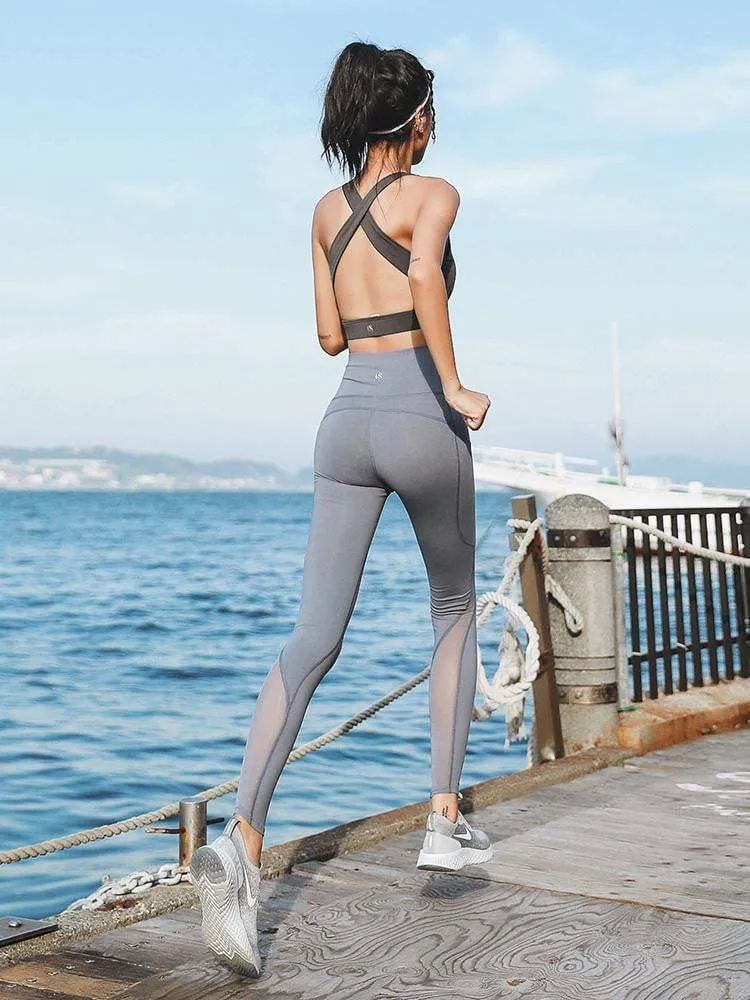 スポーツ パンツ レギンス ロング丈 ストレッチ メッシュ
