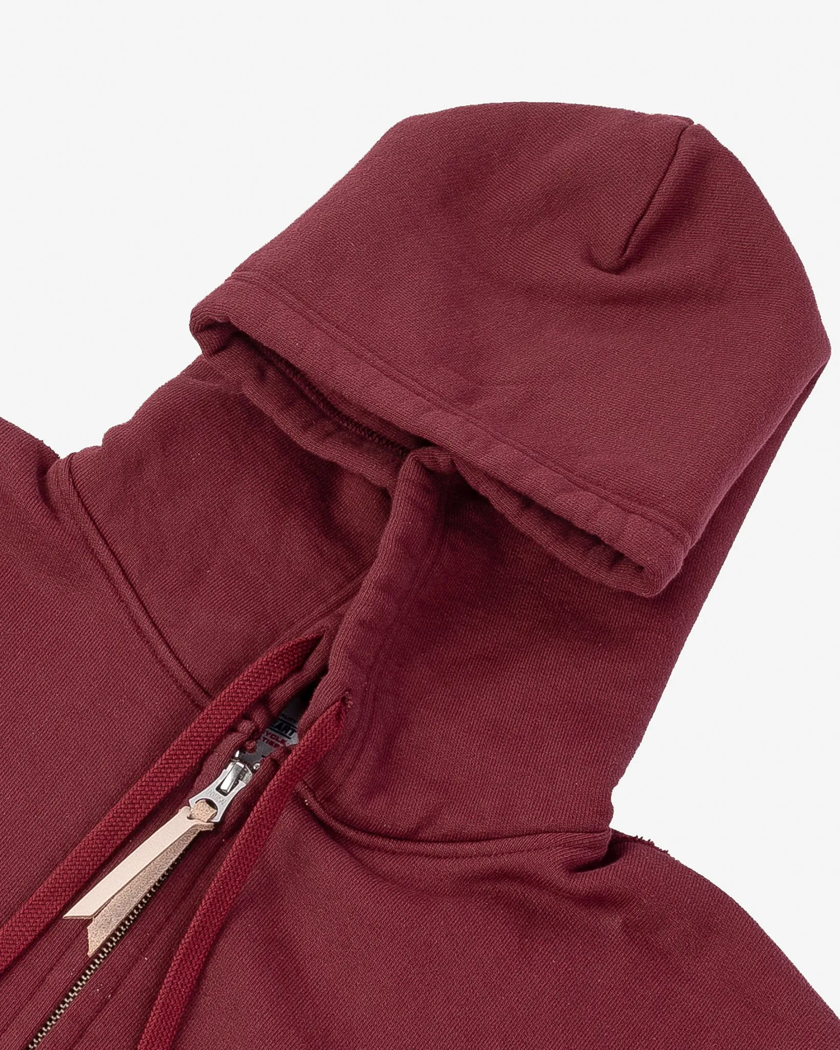 14oz Ultra Heavyweight Loopwheel Cotton Zip Up Hoodie - Burgundy