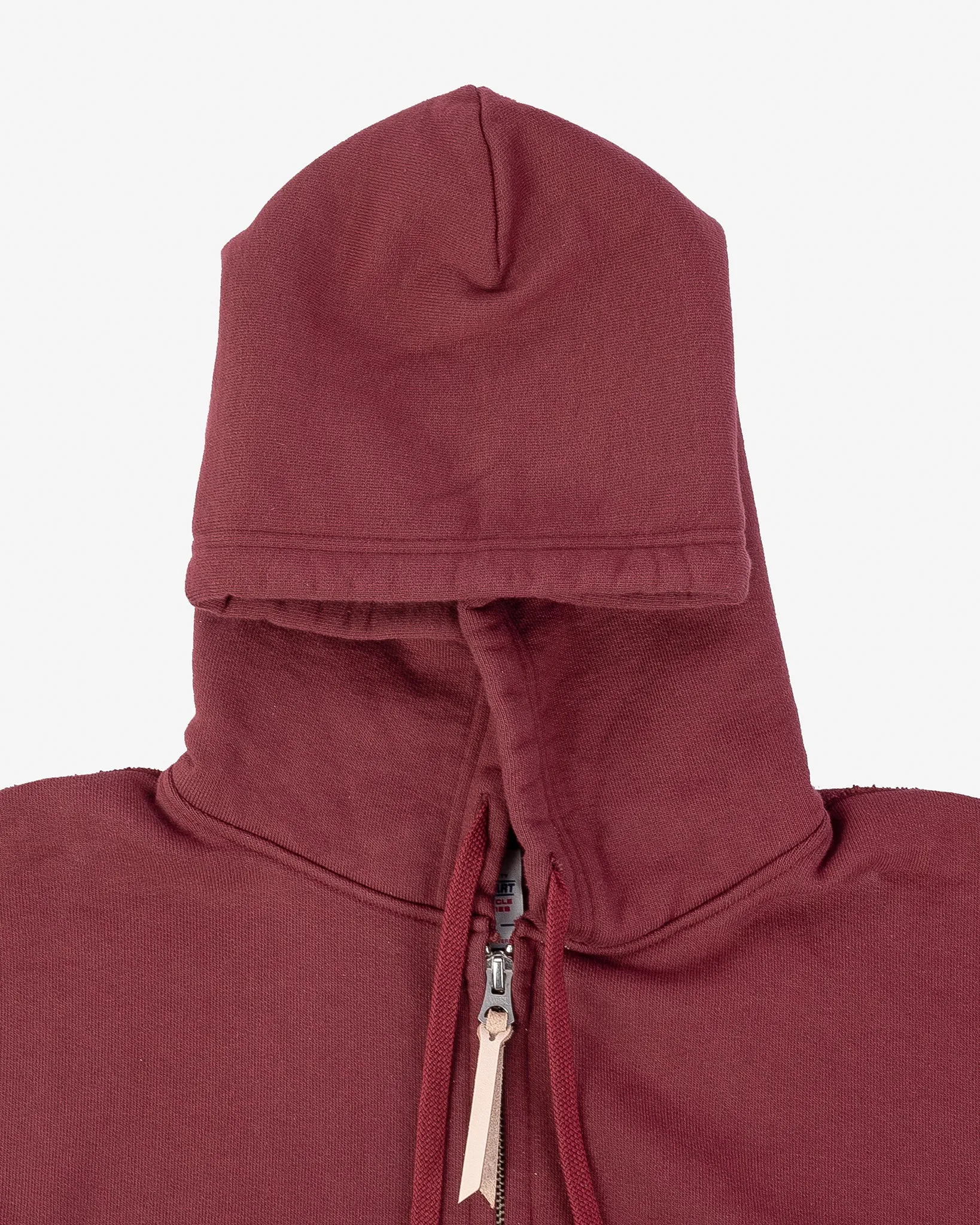 14oz Ultra Heavyweight Loopwheel Cotton Zip Up Hoodie - Burgundy