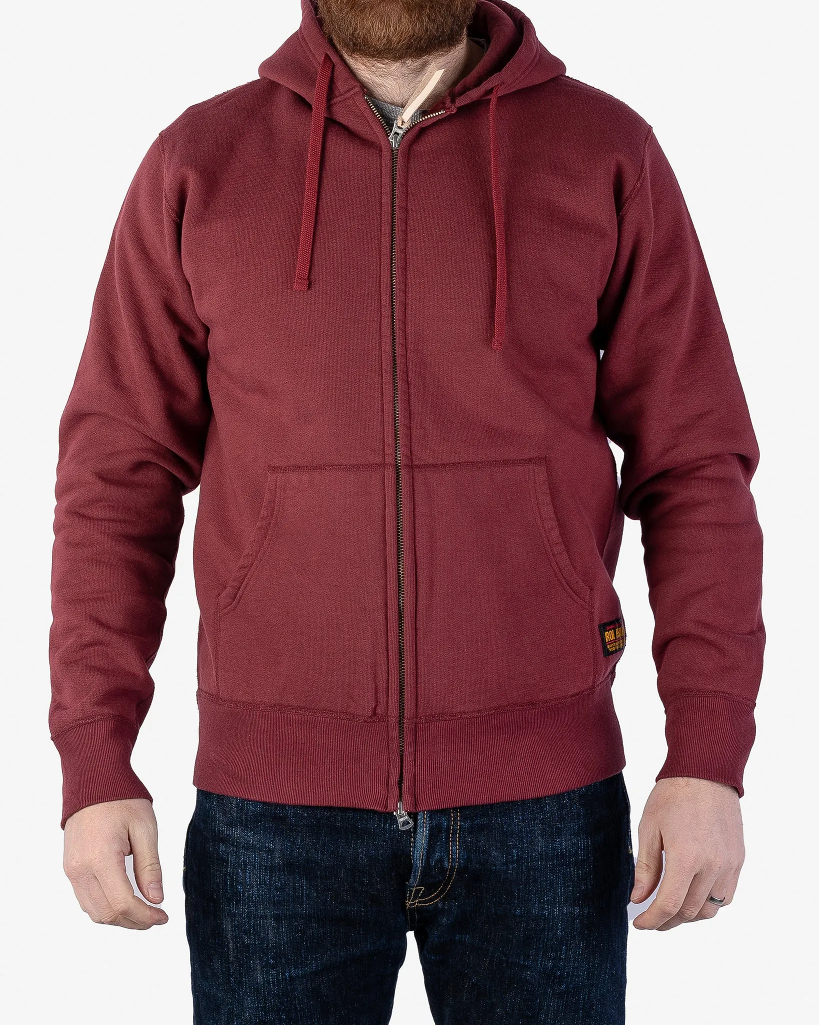 14oz Ultra Heavyweight Loopwheel Cotton Zip Up Hoodie - Burgundy