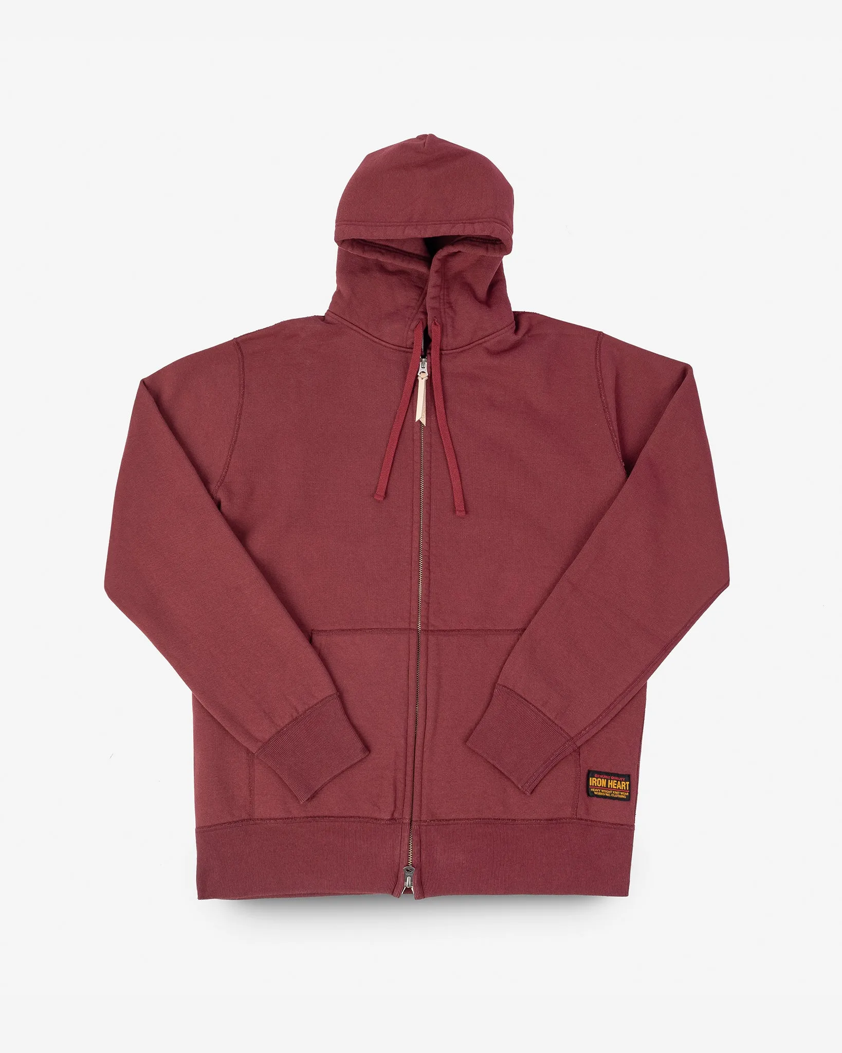 14oz Ultra Heavyweight Loopwheel Cotton Zip Up Hoodie - Burgundy