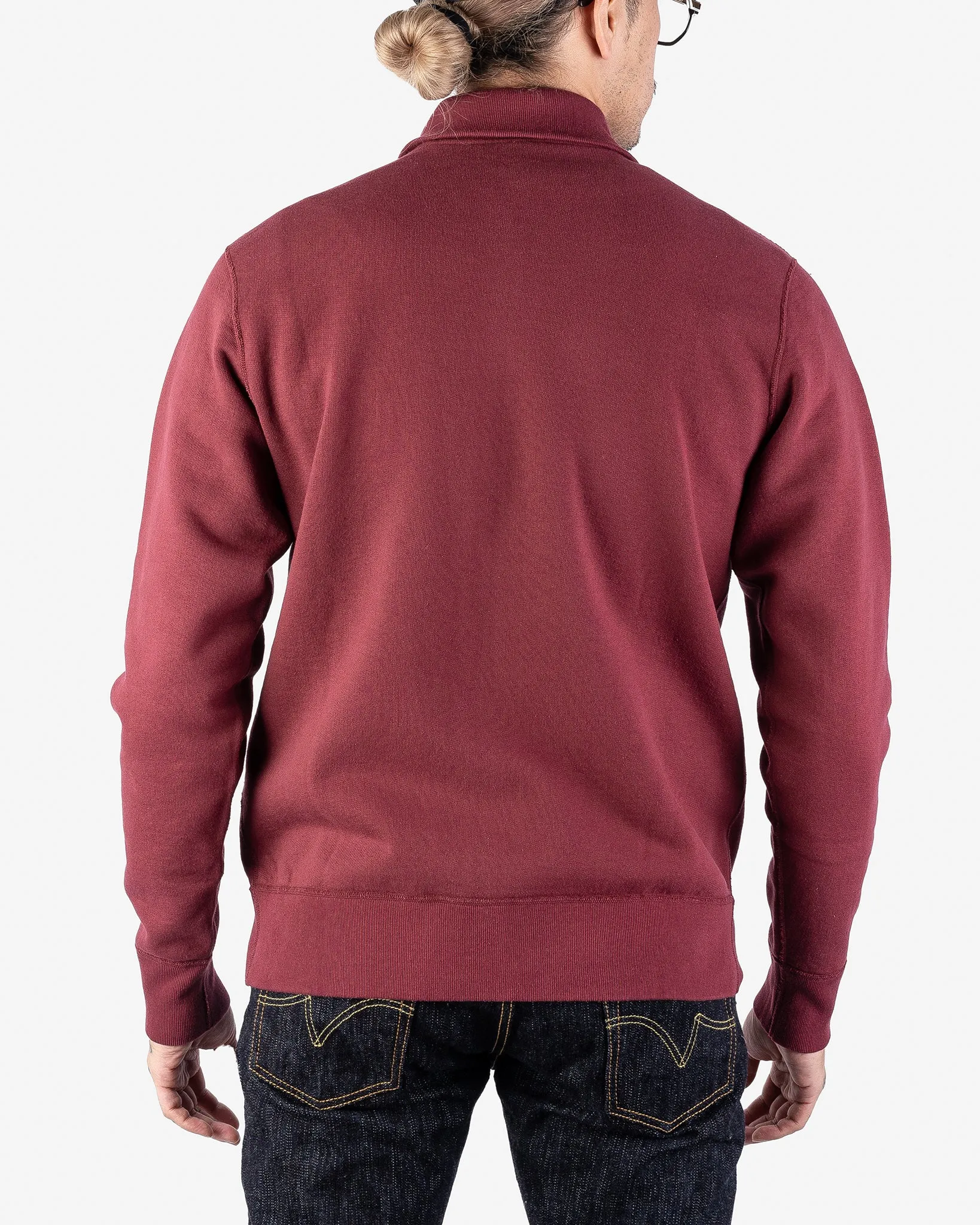 14oz Ultra Heavyweight Loopwheel Cotton Zip Up Sweater - Burgundy