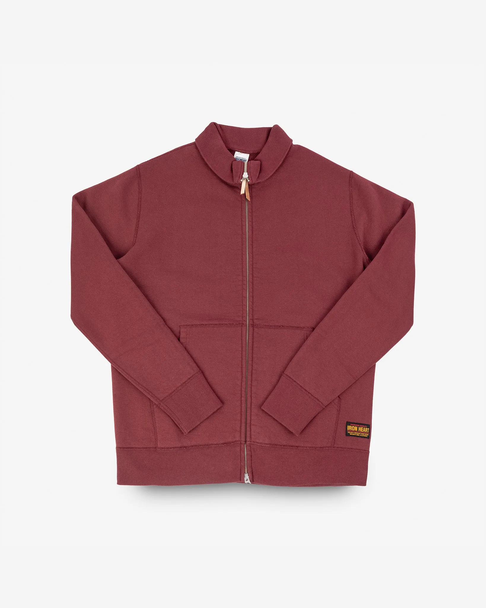14oz Ultra Heavyweight Loopwheel Cotton Zip Up Sweater - Burgundy