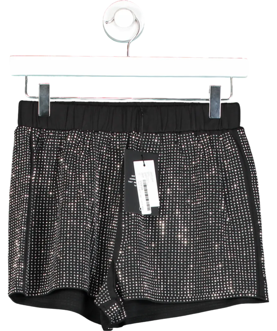4th & Reckless Black Bexley Embellished Hotpant Shorts UK 8