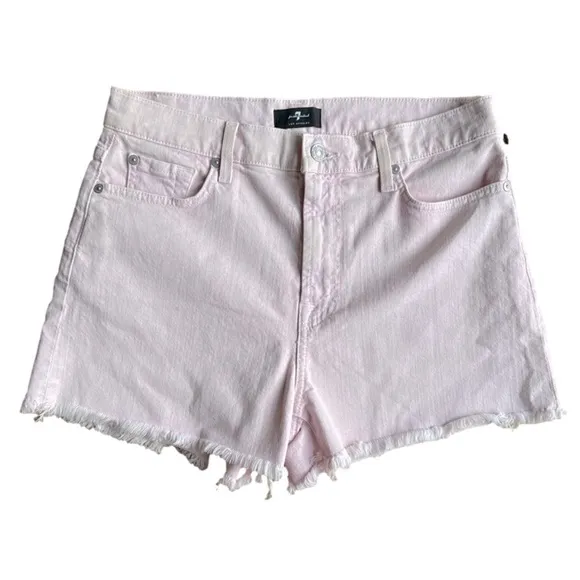 7 For All Mankind | High Waist Short With Fray Hem in Mineral Pink Size 29 NWT