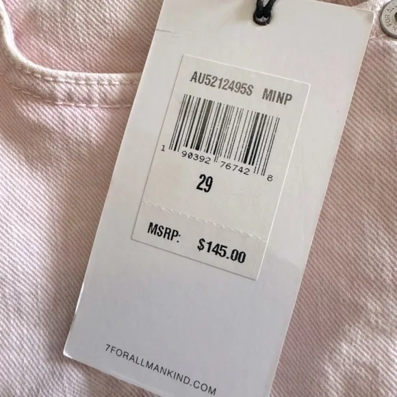7 For All Mankind | High Waist Short With Fray Hem in Mineral Pink Size 29 NWT