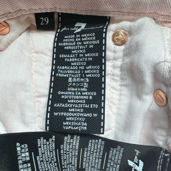 7 For All Mankind | High Waist Short With Fray Hem in Mineral Pink Size 29 NWT