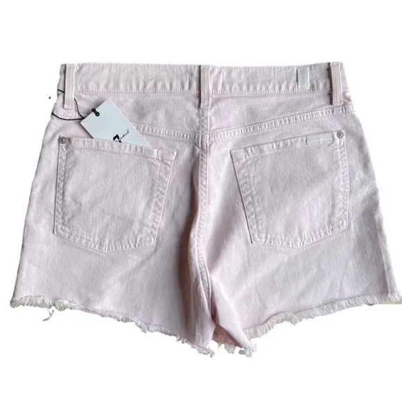 7 For All Mankind | High Waist Short With Fray Hem in Mineral Pink Size 29 NWT