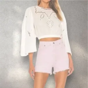7 For All Mankind | High Waist Short With Fray Hem in Mineral Pink Size 29 NWT