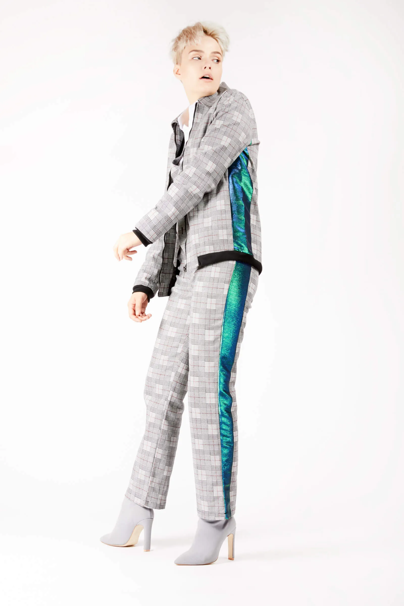 Adrian Schachter Grey Checkered Suit Trousers