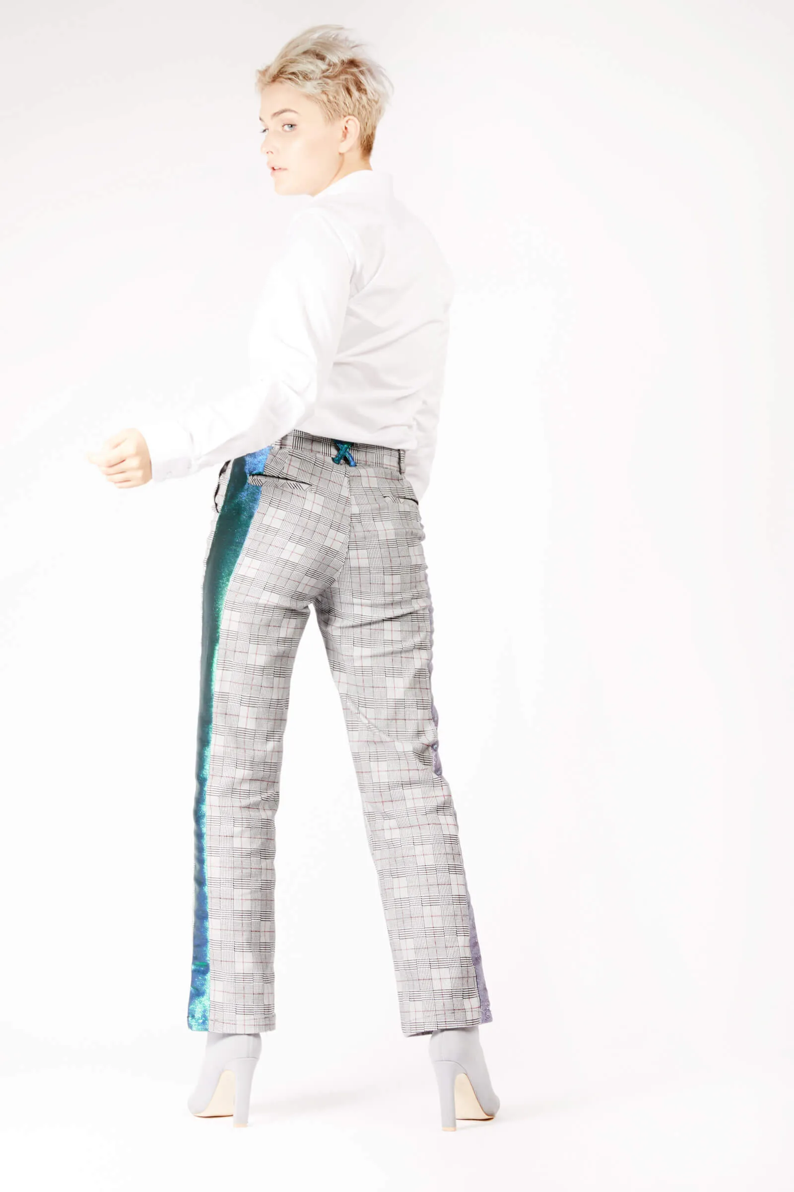 Adrian Schachter Grey Checkered Suit Trousers