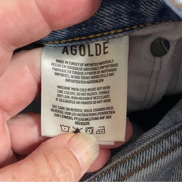 Agolde high waisted distressed jean shorts 25