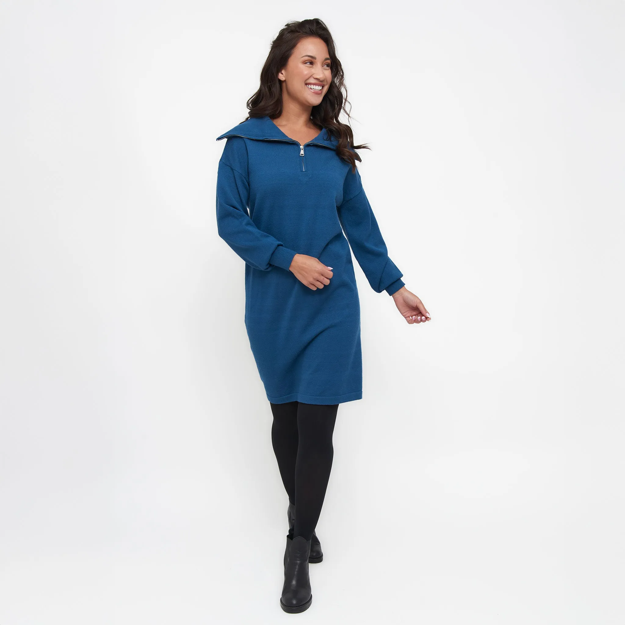 Alessia Quarter Zip Sweatshirt Dress