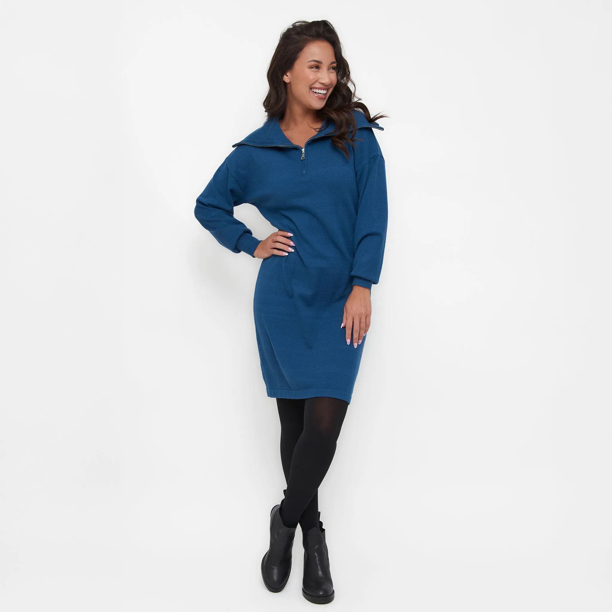 Alessia Quarter Zip Sweatshirt Dress