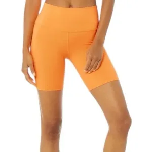 ALO YOGA Neon Orange High Waisted Biker Shorts