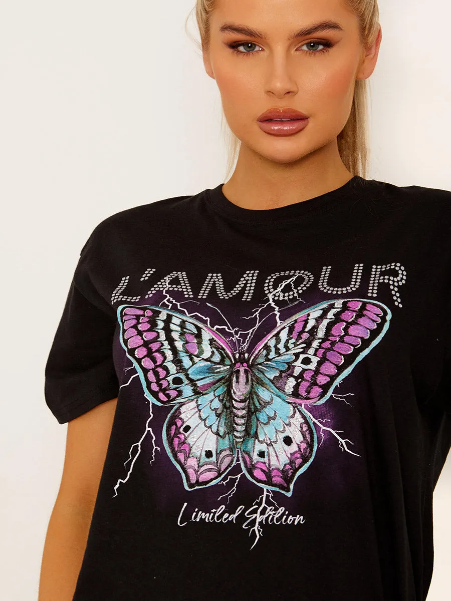 Amour Butterfly Graphic Print T-shirt