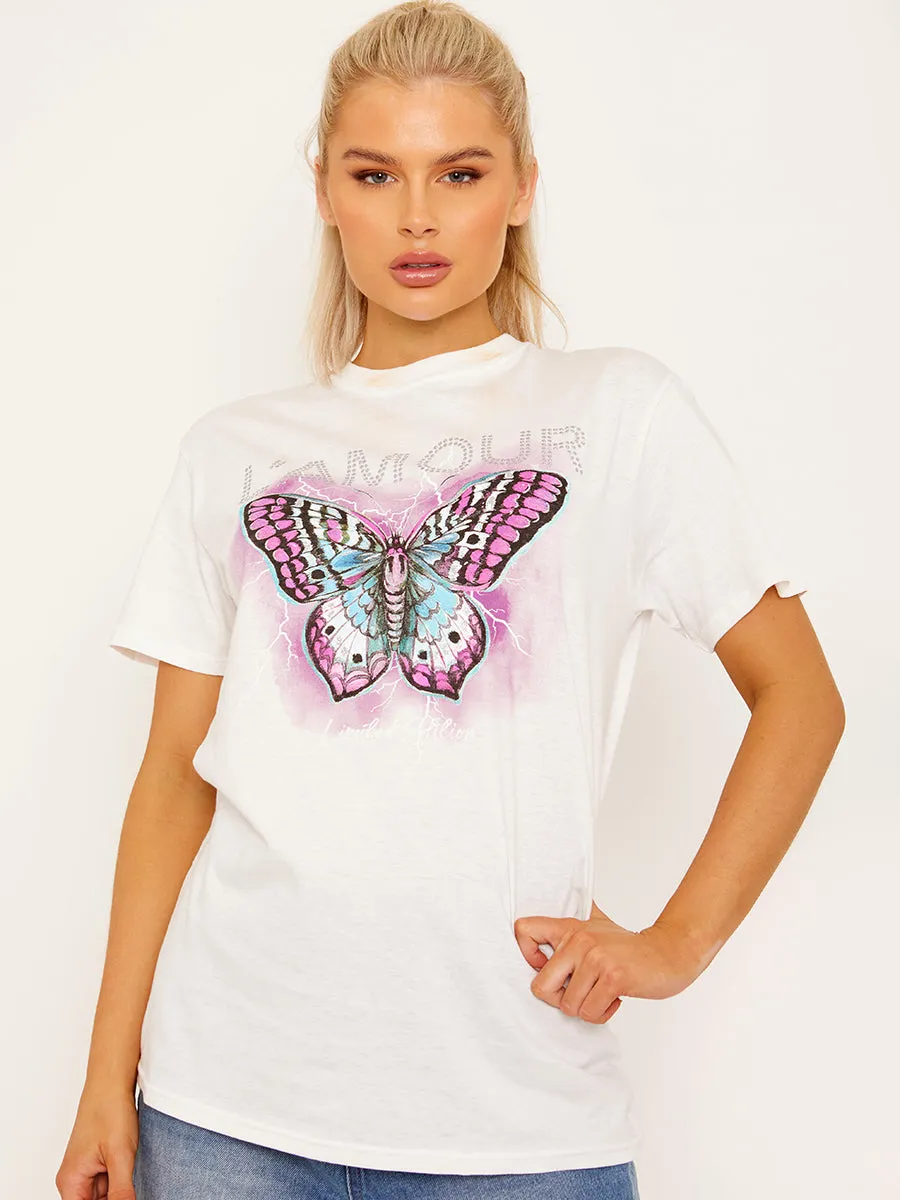 Amour Butterfly Graphic Print T-shirt