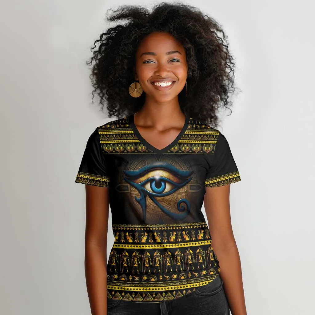 Ancient Egypt Eye Of Ra Women V-Neck T-Shirt Sun To The Egyptians LT14