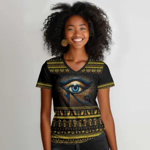 Ancient Egypt Eye Of Ra Women V-Neck T-Shirt Sun To The Egyptians LT14