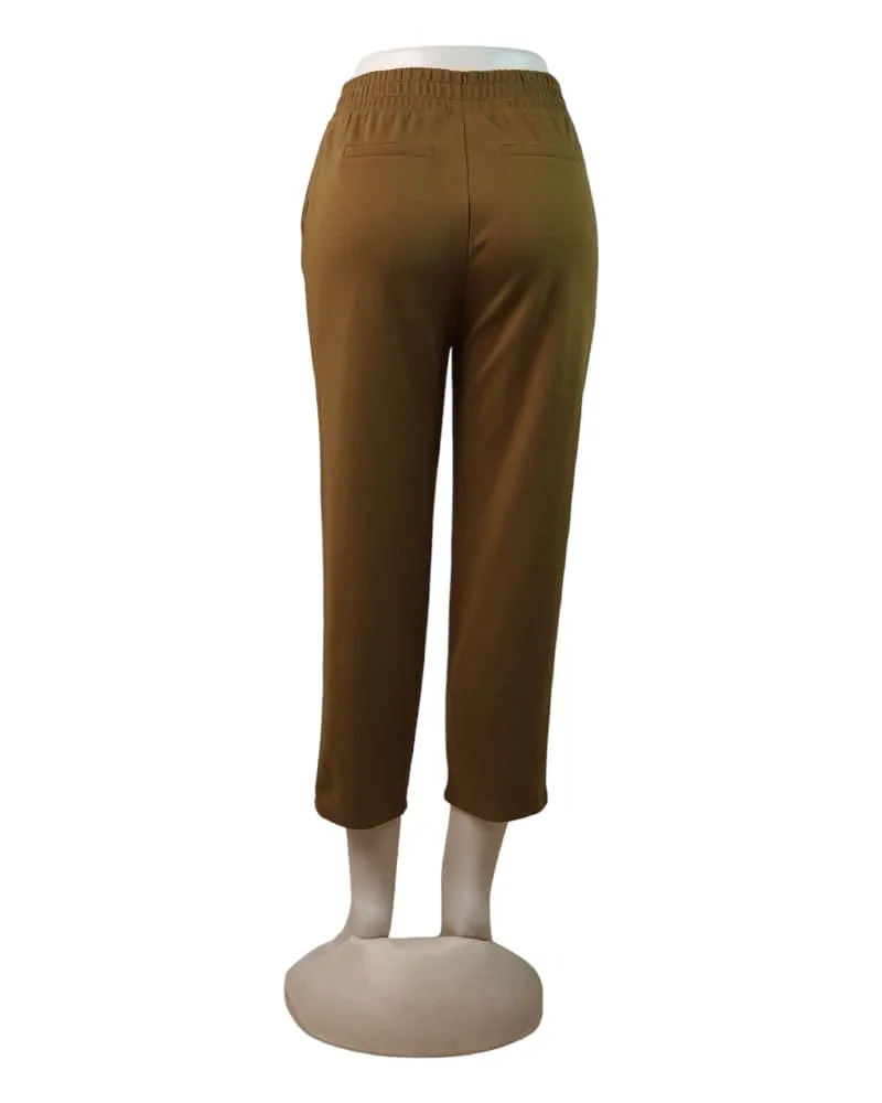 A.New Day Elastic Waist Brown Pant ( S )