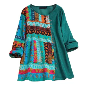 Aniywn Women Round Neck Lace Up Lace Patchwork Flare Pullover Top Casual Plus Size 3/4 Sleeve Floral Printed T-Shirt