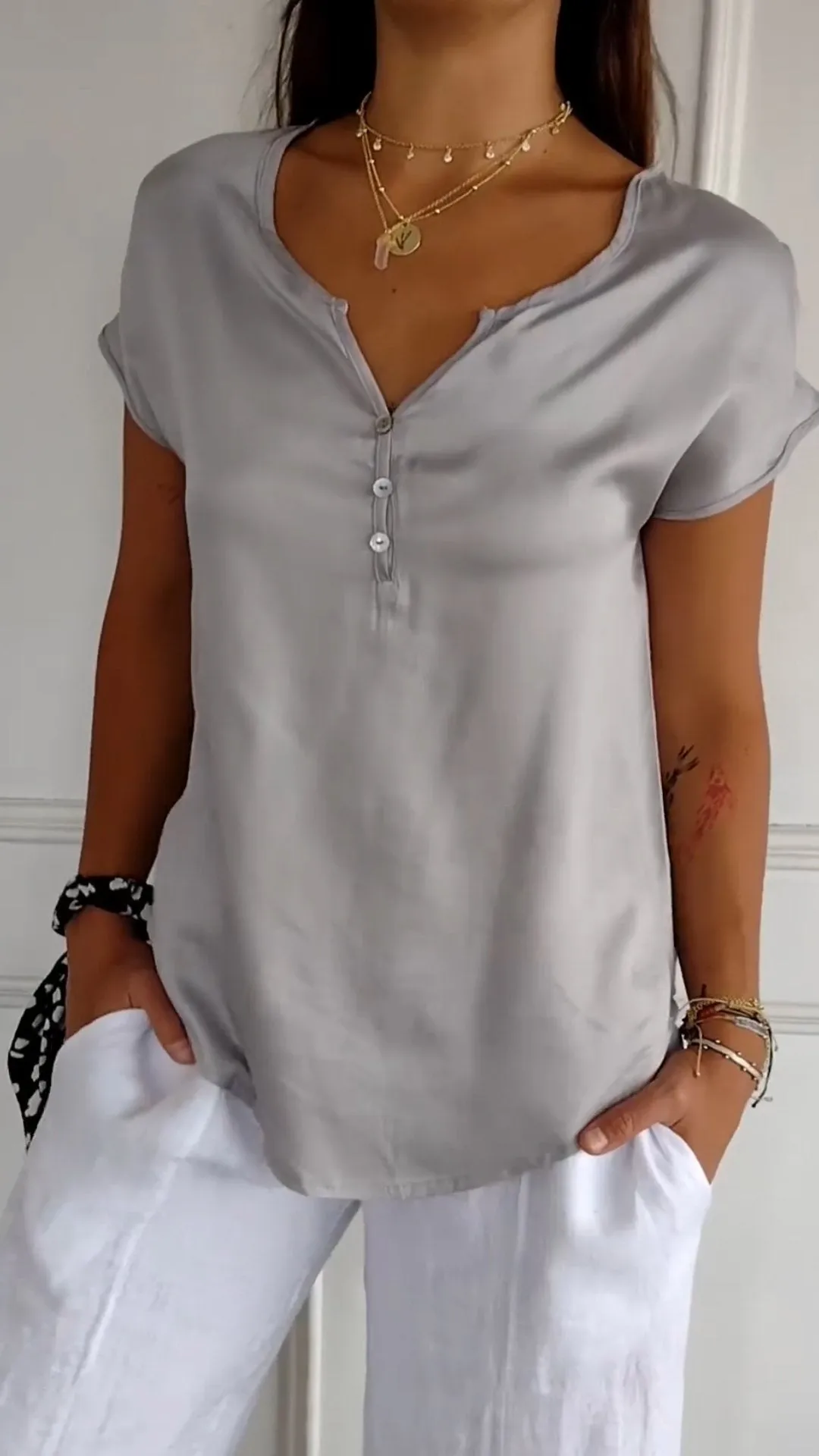 April® | T-shirt with a V-neck in casual elegance