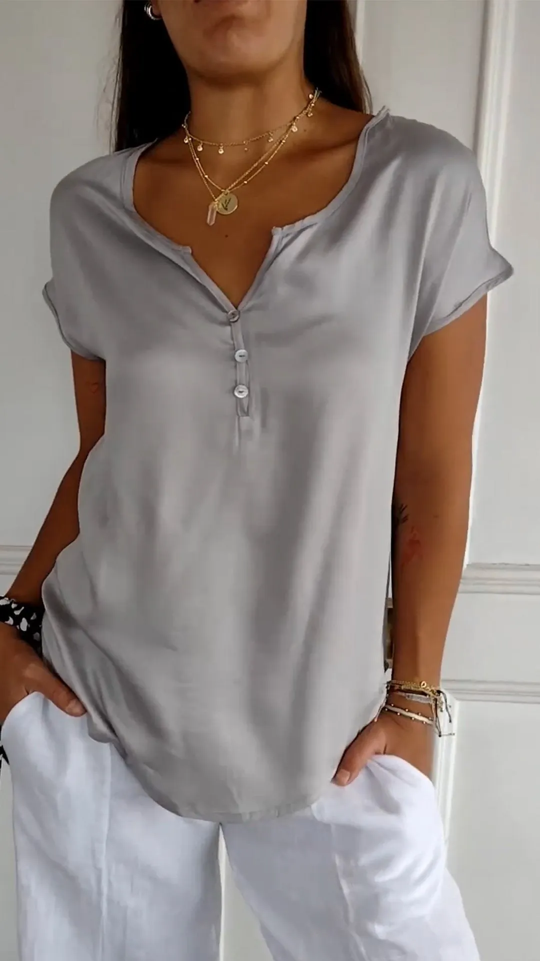 April® | T-shirt with a V-neck in casual elegance