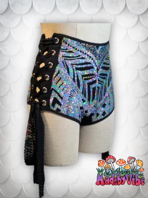 Armored Enchantress High Waisted Side Lace Booty Shorts - Made to Order