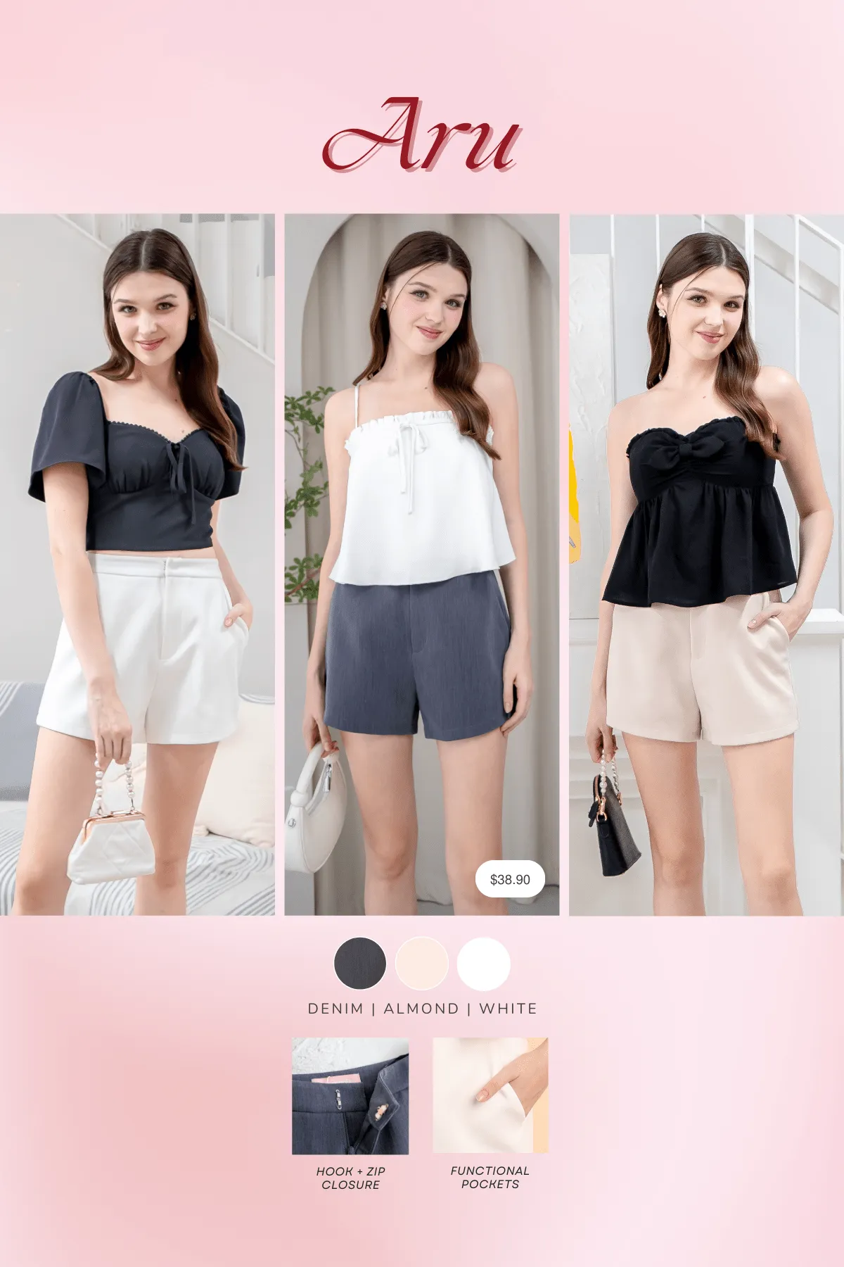 ARU TAILORED SHORTS IN ALMOND