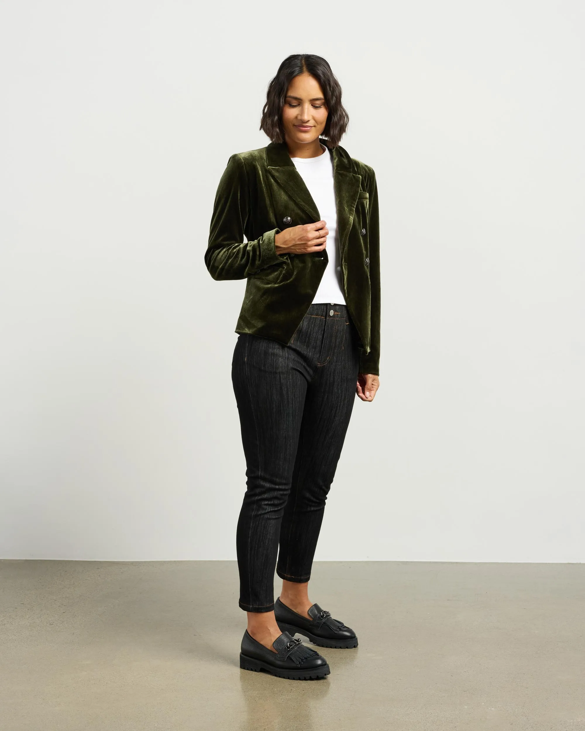 Ashton Blazer | Olive Vintage Velvet | Et Alia