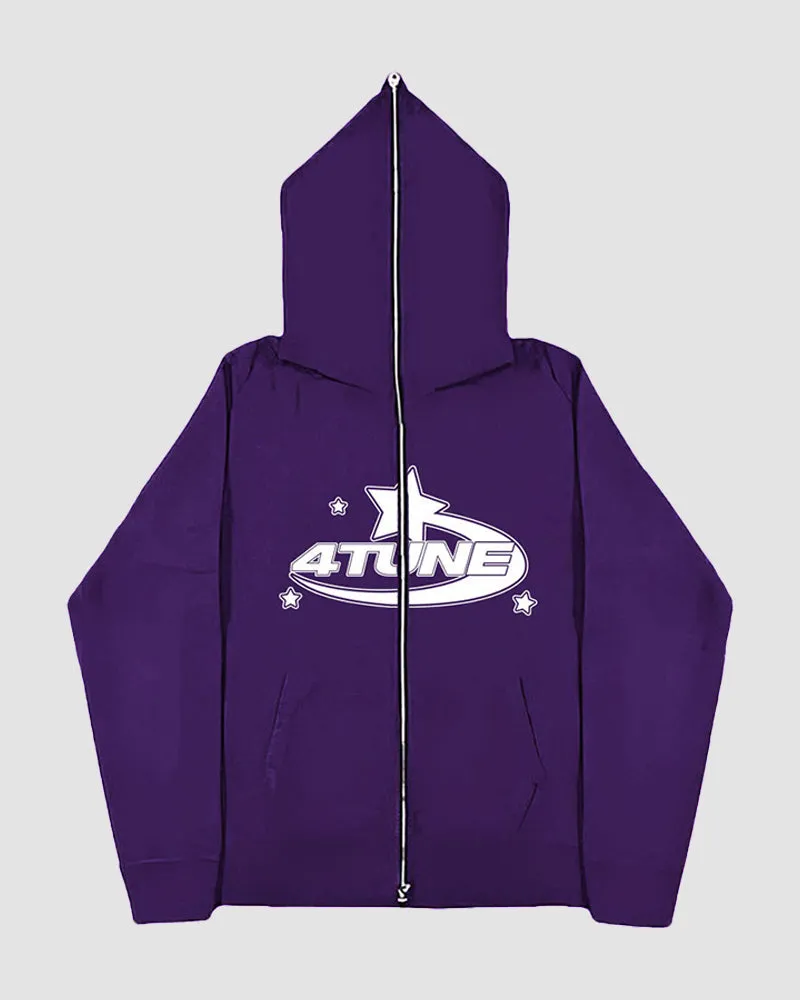 ATUNE Print Zip Up Hoodie