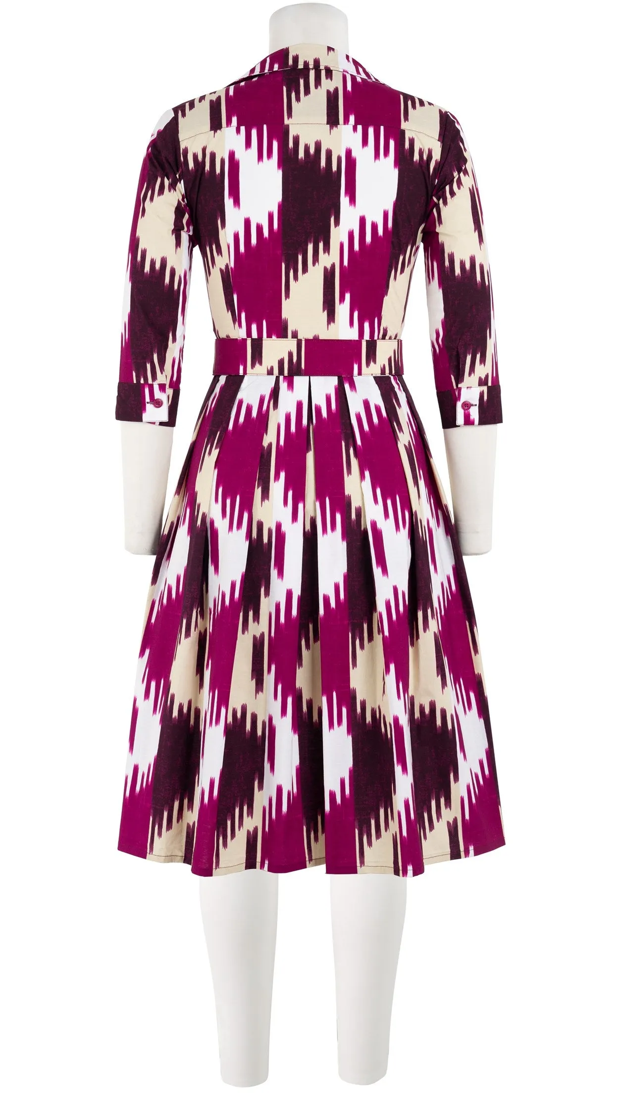 Audrey Dress #1 Shirt Collar 3/4 Sleeve Cotton Stretch (Ikat Oxus)