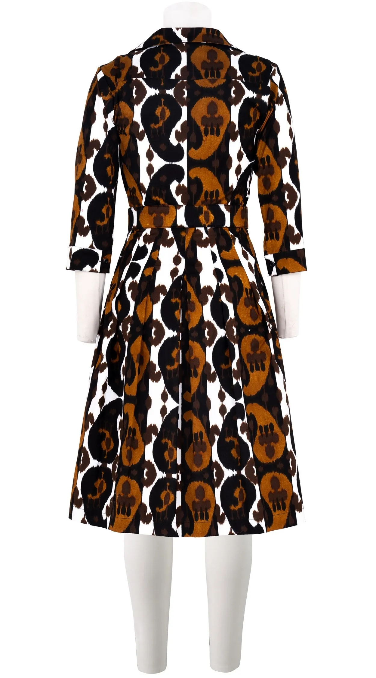 Audrey Dress #2 Shirt Collar 3/4 Sleeve Cotton Stretch (Ikat Turkish)