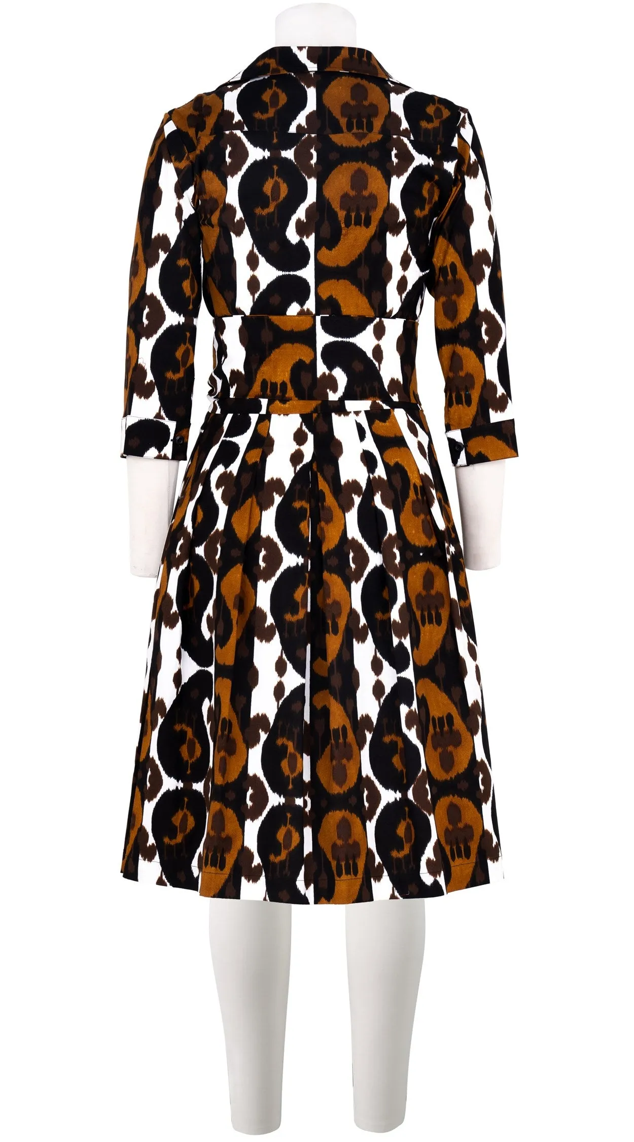 Audrey Dress #2 Shirt Collar 3/4 Sleeve Cotton Stretch (Ikat Turkish)