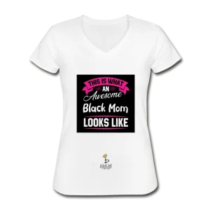 Awesome Black Mom Women's V-Neck T-Shirt
