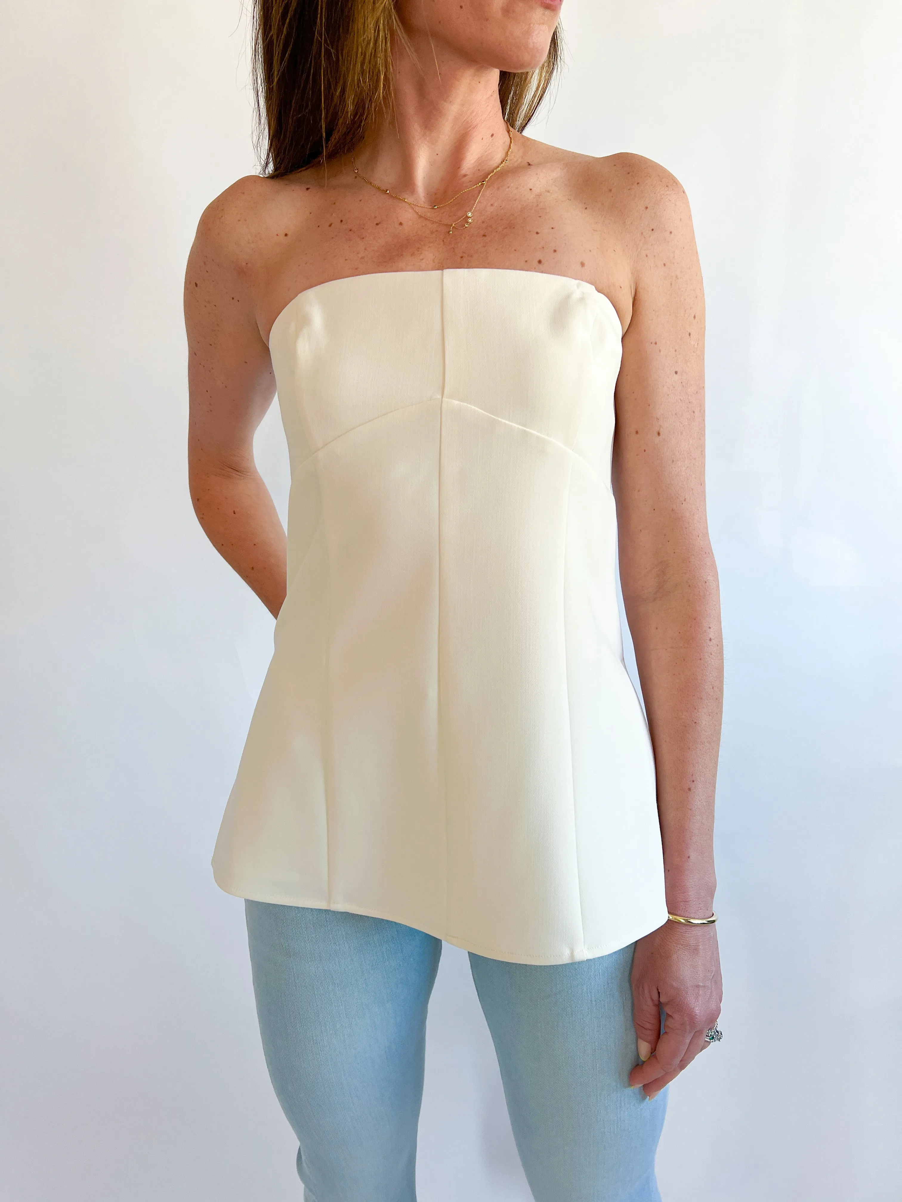 Azra Twill Strapless Top