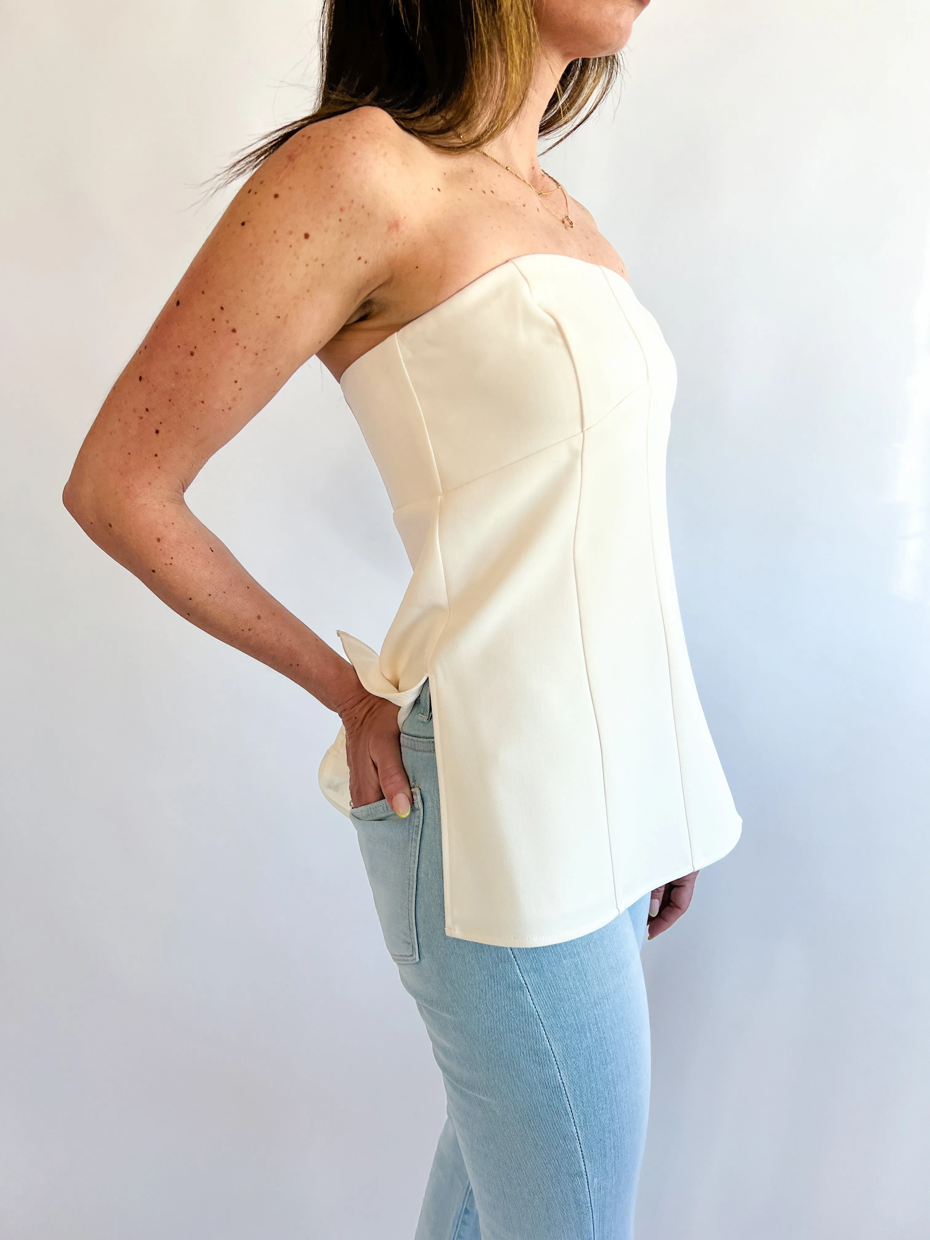 Azra Twill Strapless Top
