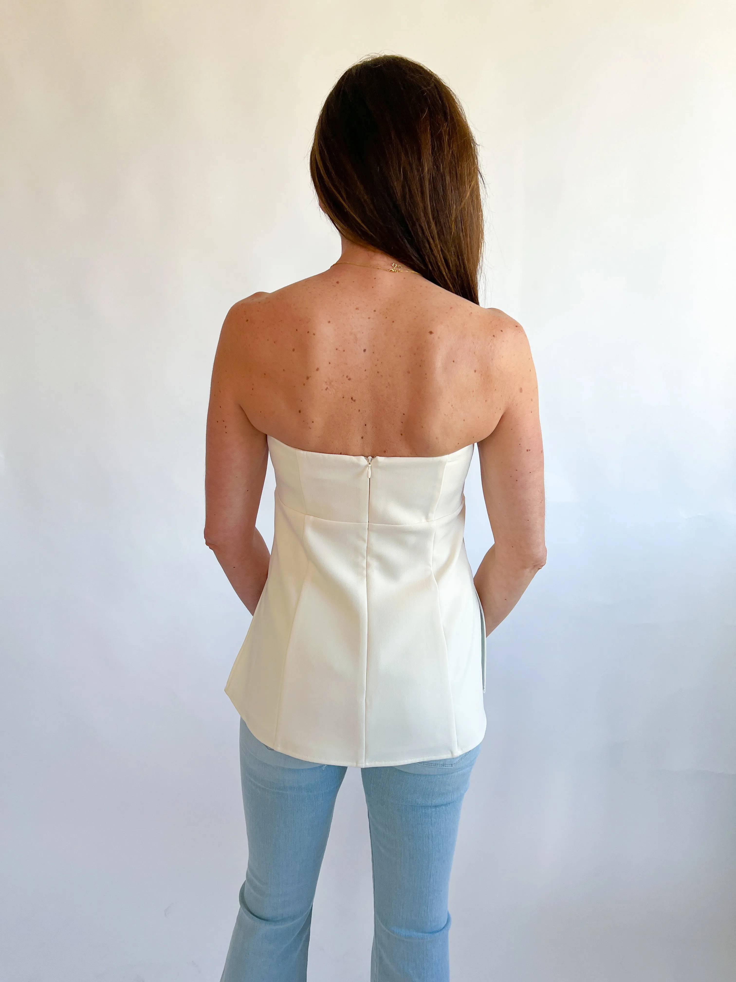 Azra Twill Strapless Top