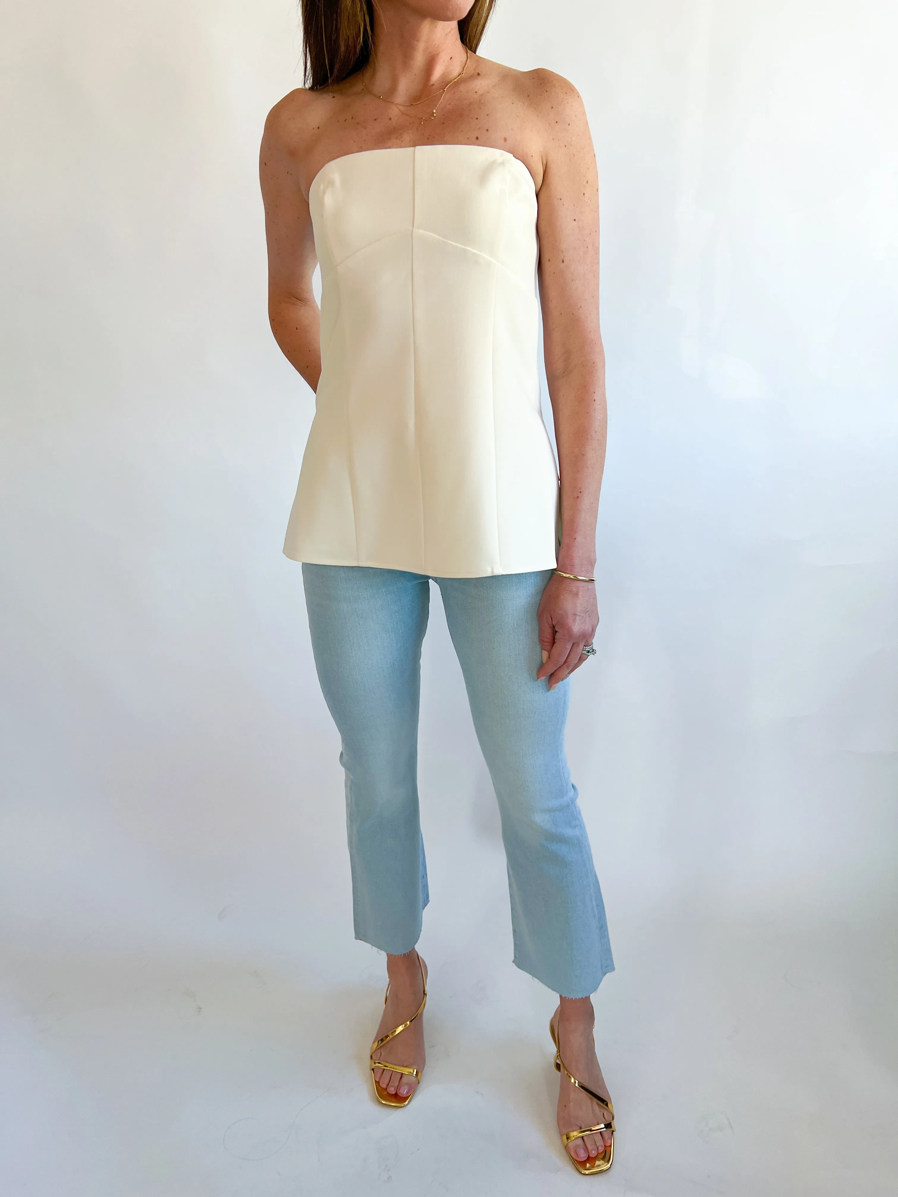 Azra Twill Strapless Top