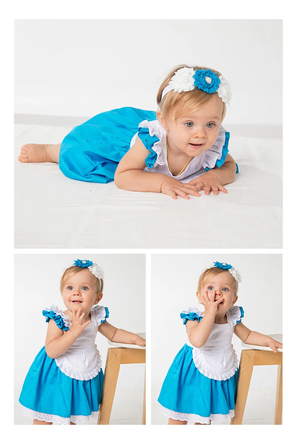 Baby Girls Princess Dresses Costume Party Dress up Cotton Dress & Headband Set