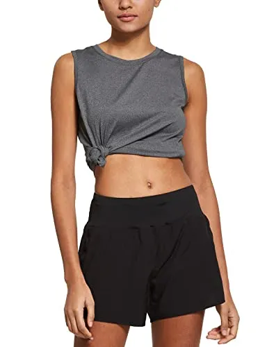 BALEAF Women's Workout Tops Sleeveless Running Yoga Tops Gym Atnletic Shirts Activewear Gray