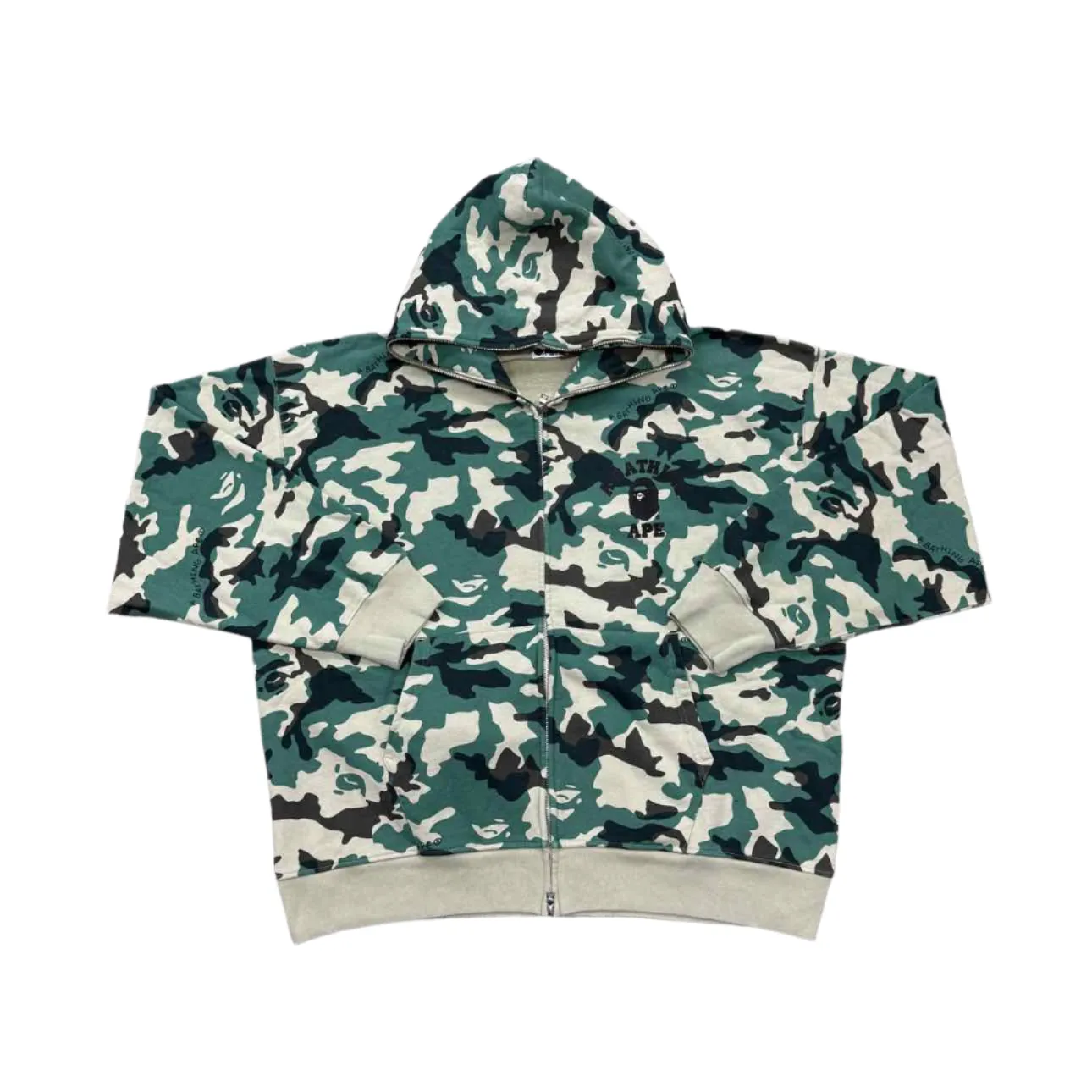 Bape Zip Up "WOODLAND CAMO" Green New Size 2XL