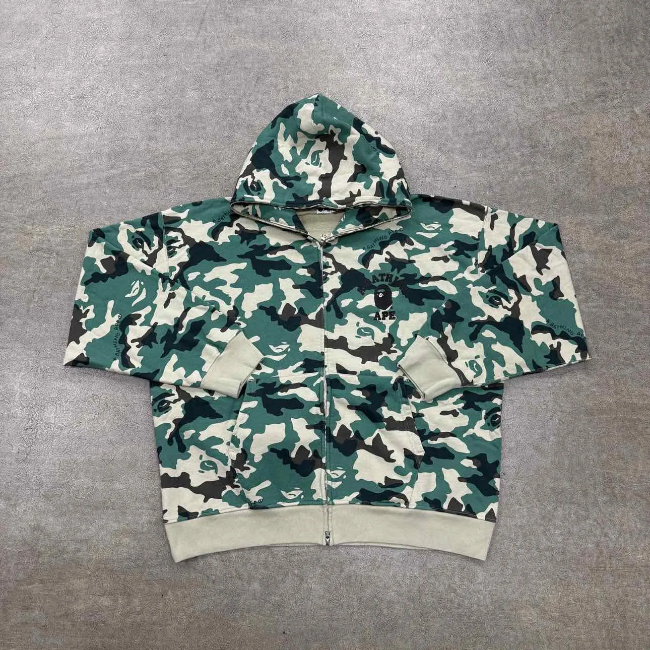 Bape Zip Up "WOODLAND CAMO" Green New Size 2XL