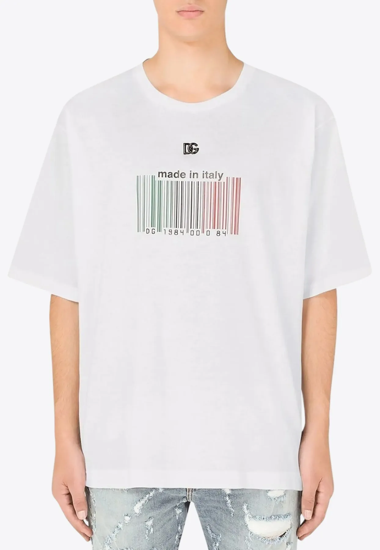 Barcode Print Crewneck T-shirt