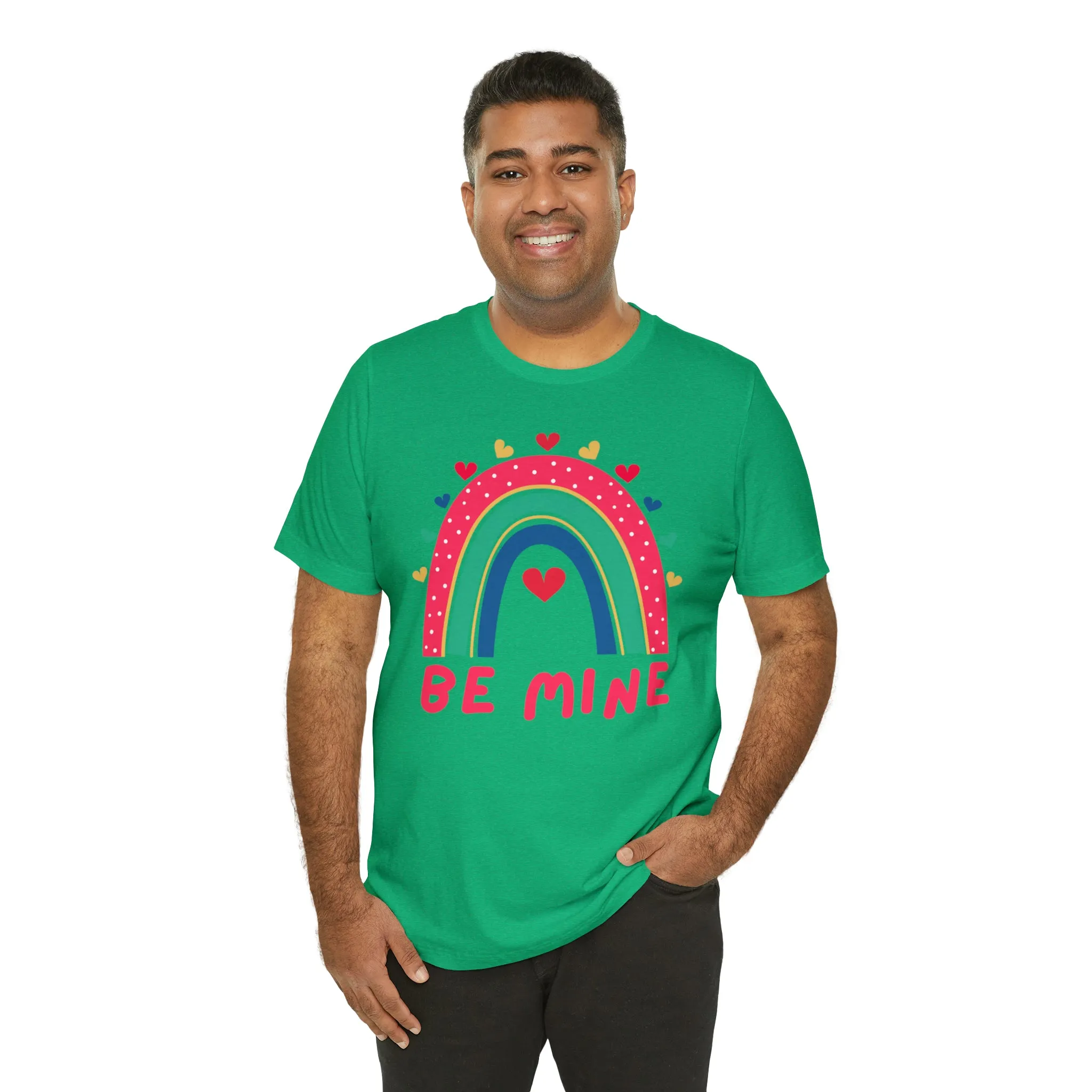 Be Mine Rainbow Happy Valentine's Day T-Shirt | Sweetheart Love Tee |  Bella Canvas 3001 Unisex |  I Love You Short Sleeve Tshirt
