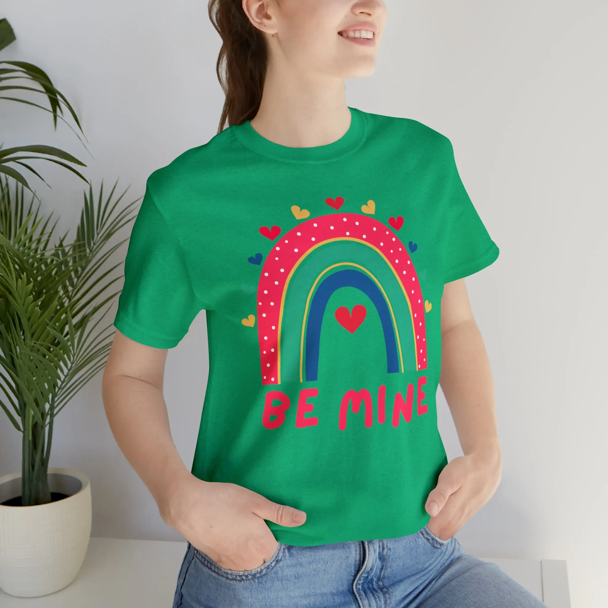 Be Mine Rainbow Happy Valentine's Day T-Shirt | Sweetheart Love Tee |  Bella Canvas 3001 Unisex |  I Love You Short Sleeve Tshirt