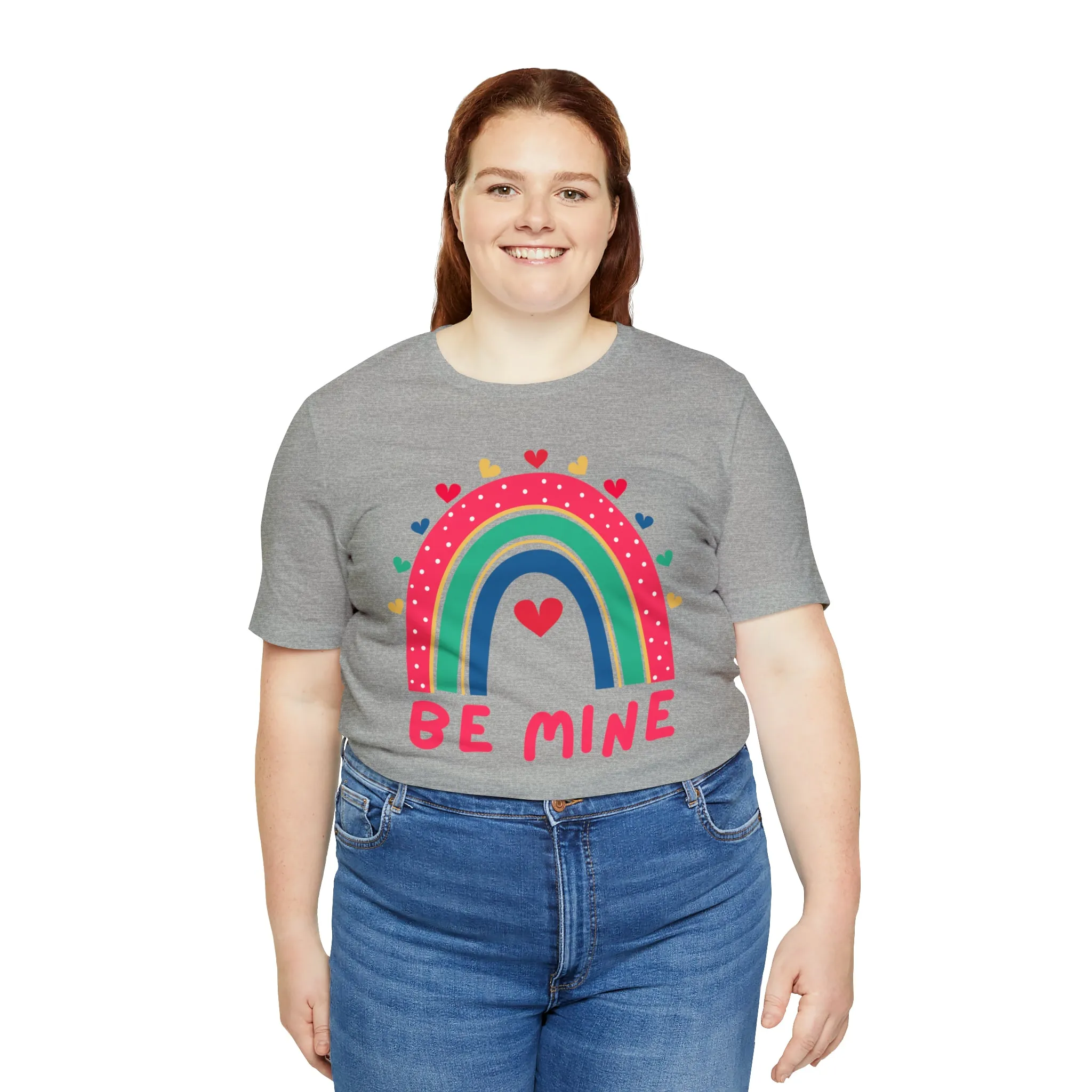 Be Mine Rainbow Happy Valentine's Day T-Shirt | Sweetheart Love Tee |  Bella Canvas 3001 Unisex |  I Love You Short Sleeve Tshirt