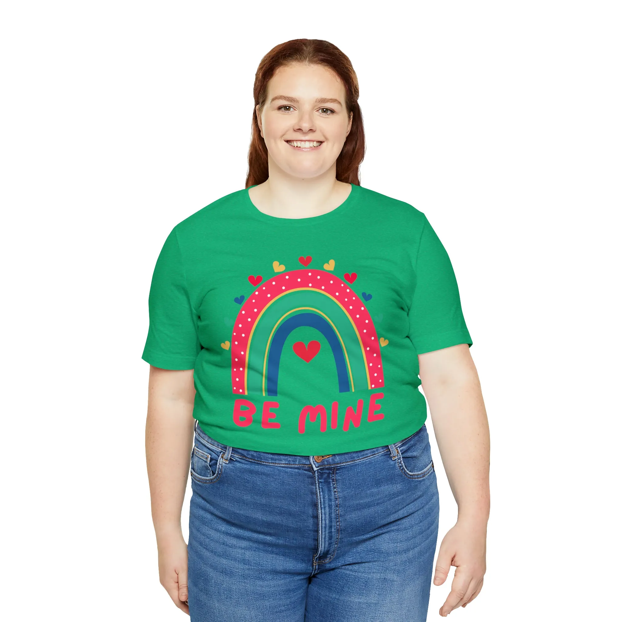Be Mine Rainbow Happy Valentine's Day T-Shirt | Sweetheart Love Tee |  Bella Canvas 3001 Unisex |  I Love You Short Sleeve Tshirt
