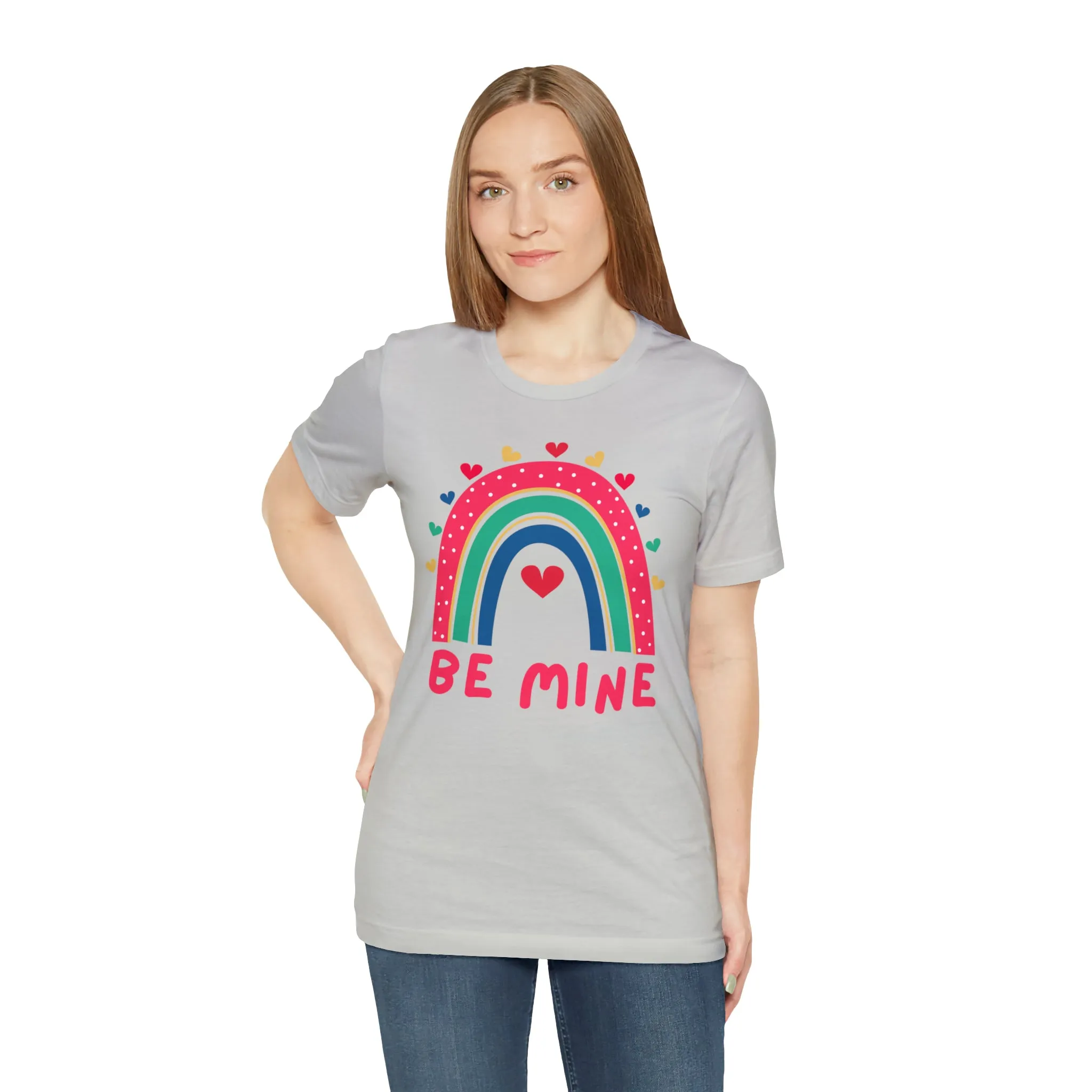 Be Mine Rainbow Happy Valentine's Day T-Shirt | Sweetheart Love Tee |  Bella Canvas 3001 Unisex |  I Love You Short Sleeve Tshirt