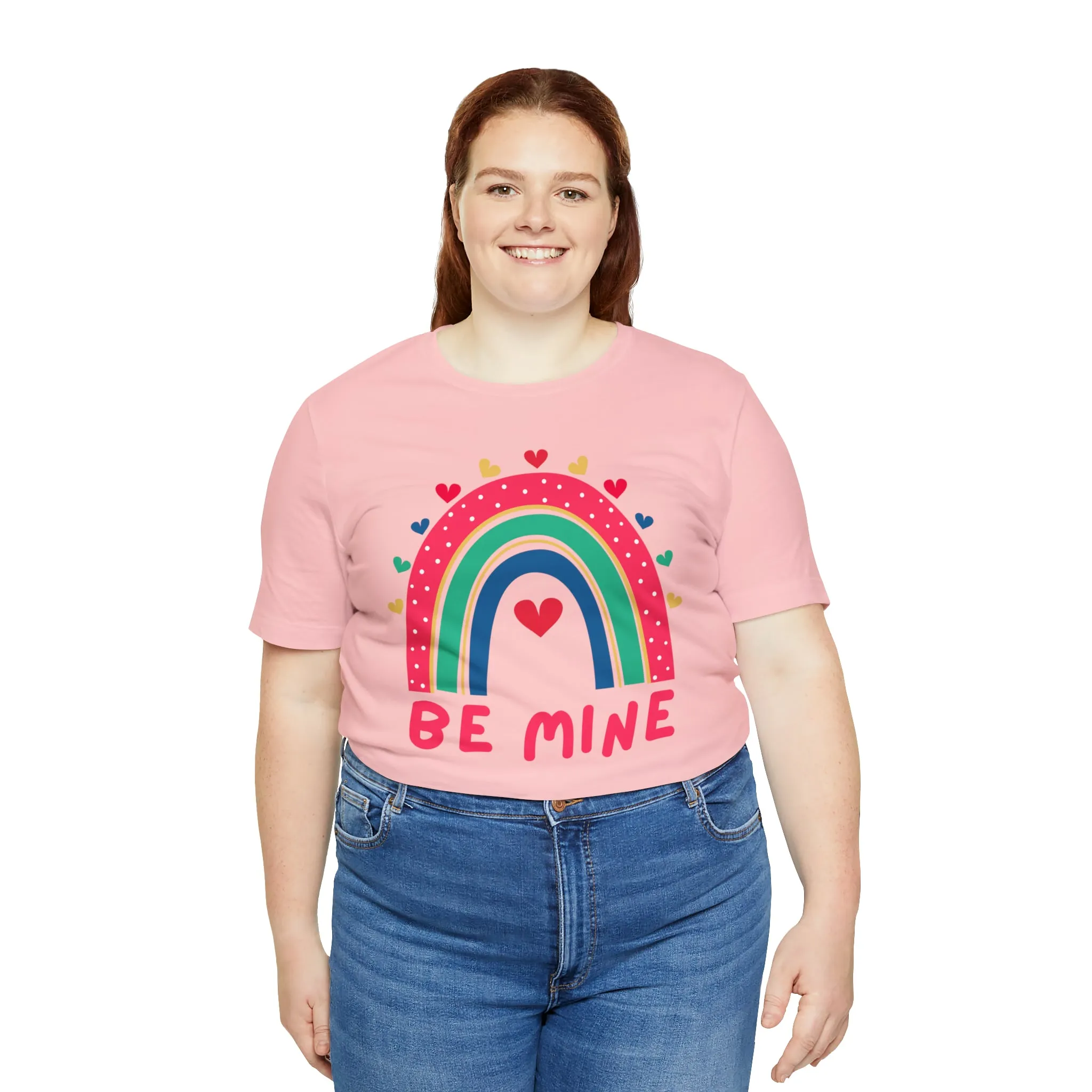 Be Mine Rainbow Happy Valentine's Day T-Shirt | Sweetheart Love Tee |  Bella Canvas 3001 Unisex |  I Love You Short Sleeve Tshirt